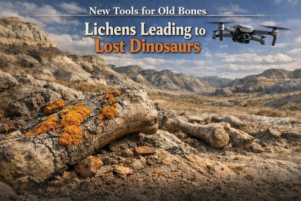 Using drones to locate lichen covered dinosaur bones.